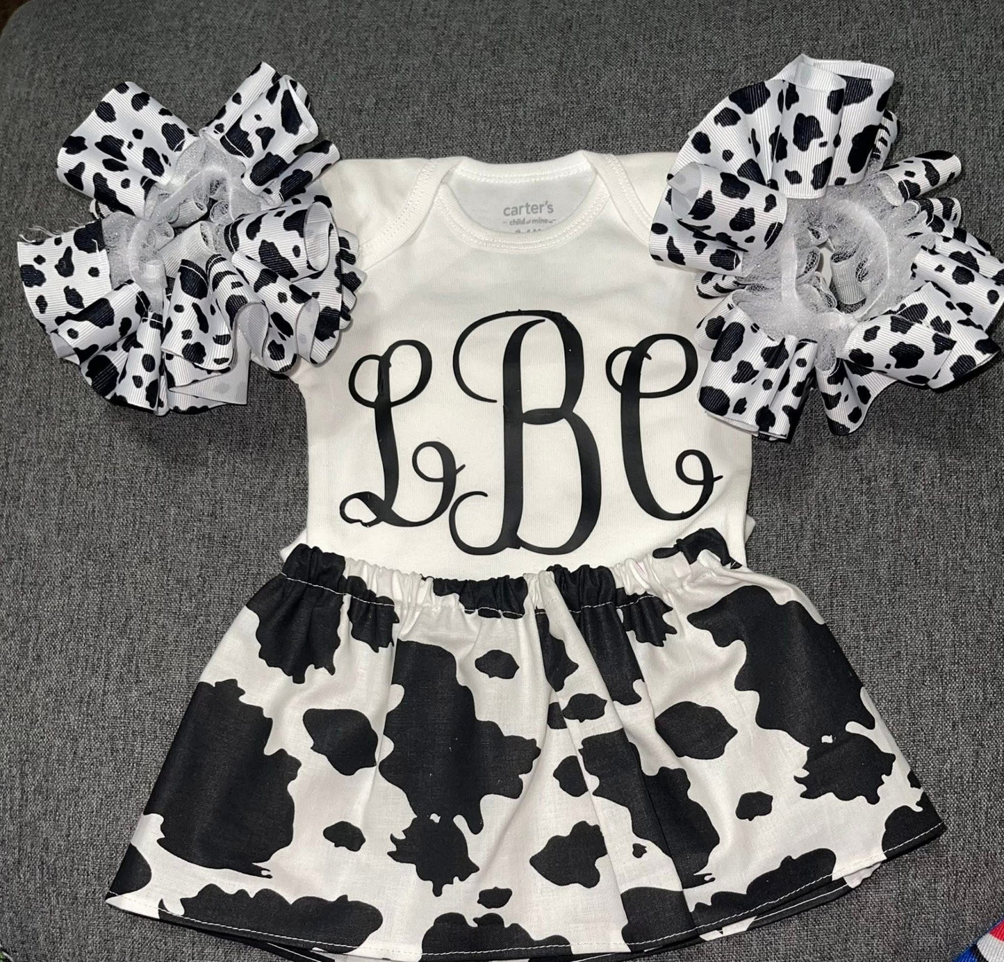 Monogram Cow Skirt Set